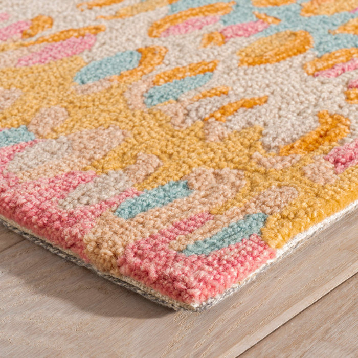 Dash and Albert Rugs Paint Chip Handmade Hand Hooked Wool Pink/Blue